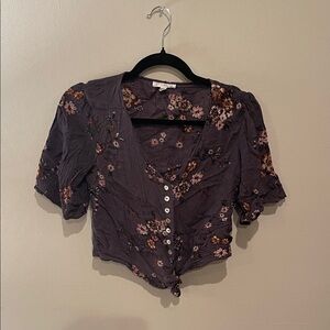 Socialite Dark Purple Floral Blouse